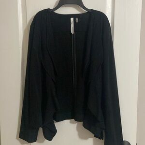 Faux suede open front jacket
